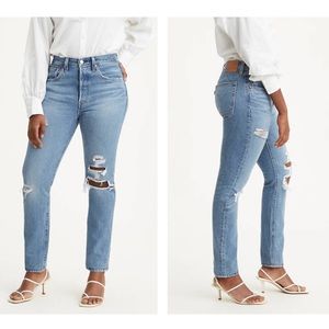 Levi’s 501 Distressed High Rise Skinny Jeans